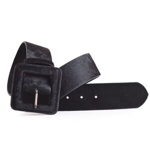 Wide Black Ponyhair Belt
